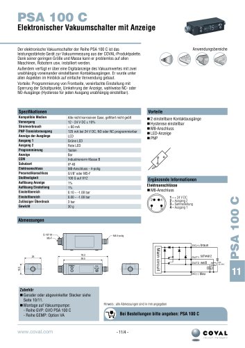 Elektronischer Vakuumschalter Mit Anzeige, Reihe PSA100C