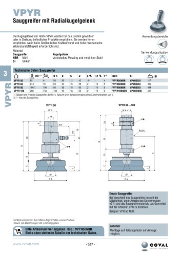 Sauggreifer Mit Radialkugelgelenk, Reihe VPYR