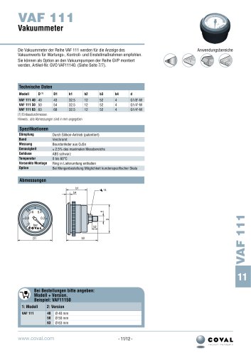 Vakuummeter, Reihe VAF111