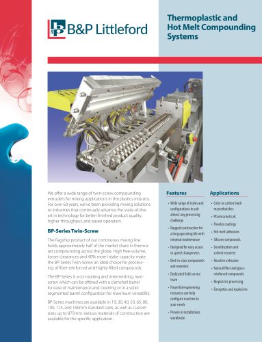 Thermoplastic and Hot Melt Compounding Systems