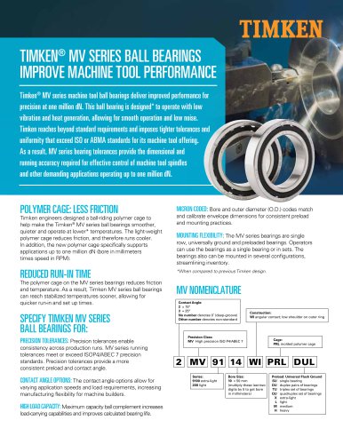 Timken MV Series Ball Bearings