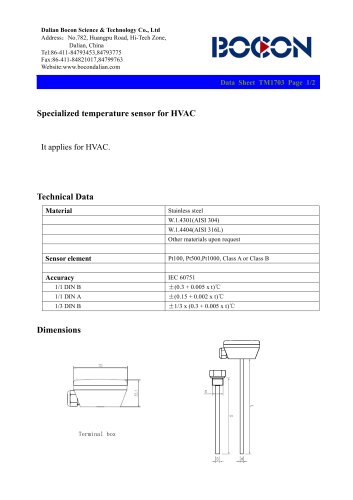 BOCON-Pt1000 tempeature sensor for HVAC