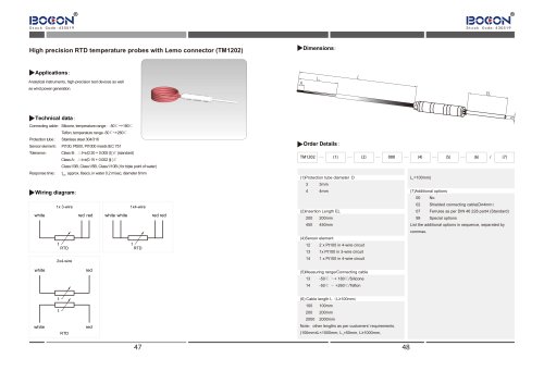 High precision RTD temperature probes with Lemo connector (TM1202)