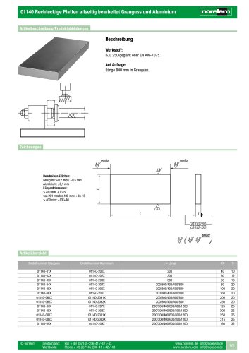 01140 Rechteckige Platten allseitig bearbeitet Grauguss und Aluminium