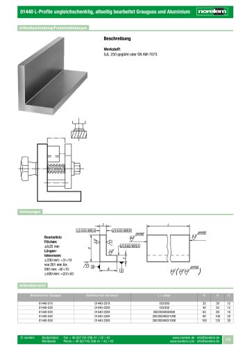 01440 L-Profile ungleichschenklig, allseitig bearbeitet Grauguss und Aluminium