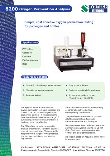 8200 Oxygen permeation analyser