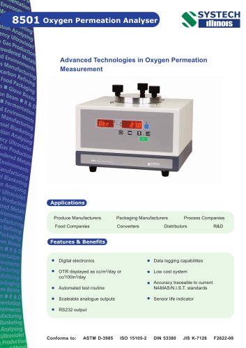 8501 oxygen permeation analyser