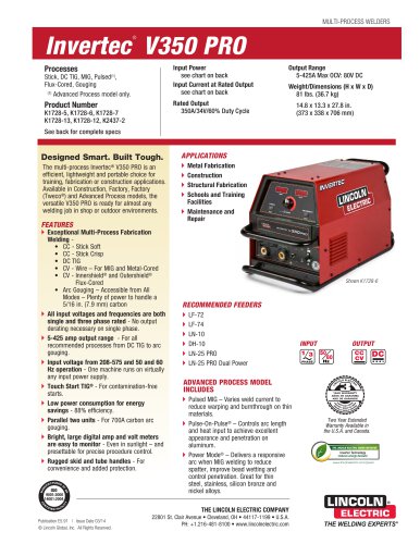 Invertec® V350 PRO Multi-Process Welder