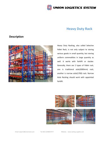 Union Industrial Warehouse Steel Q235 Heavy Duty Storage Pallet Rack Manufacture