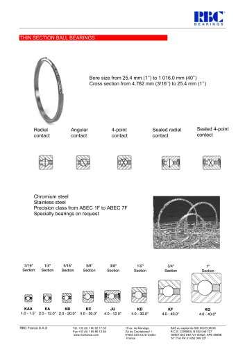 Thin section ball bearings