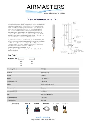 SCHALTSCHRANKK&Uuml;HLER  AirMasters AIR-CC40 2800Btu/h