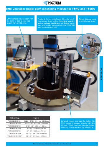 CNC Carriage: single point machining module for TTNG and TT2NG
