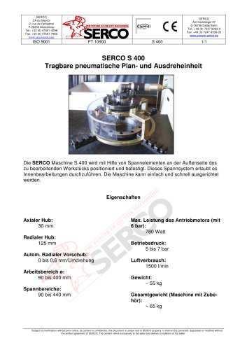 Tragbare pneumatische Plan- und Ausdreheinheit - Serco S400