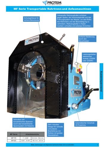 Transportable Rohrtrenn-und Anfasmaschinen PROTEM MF