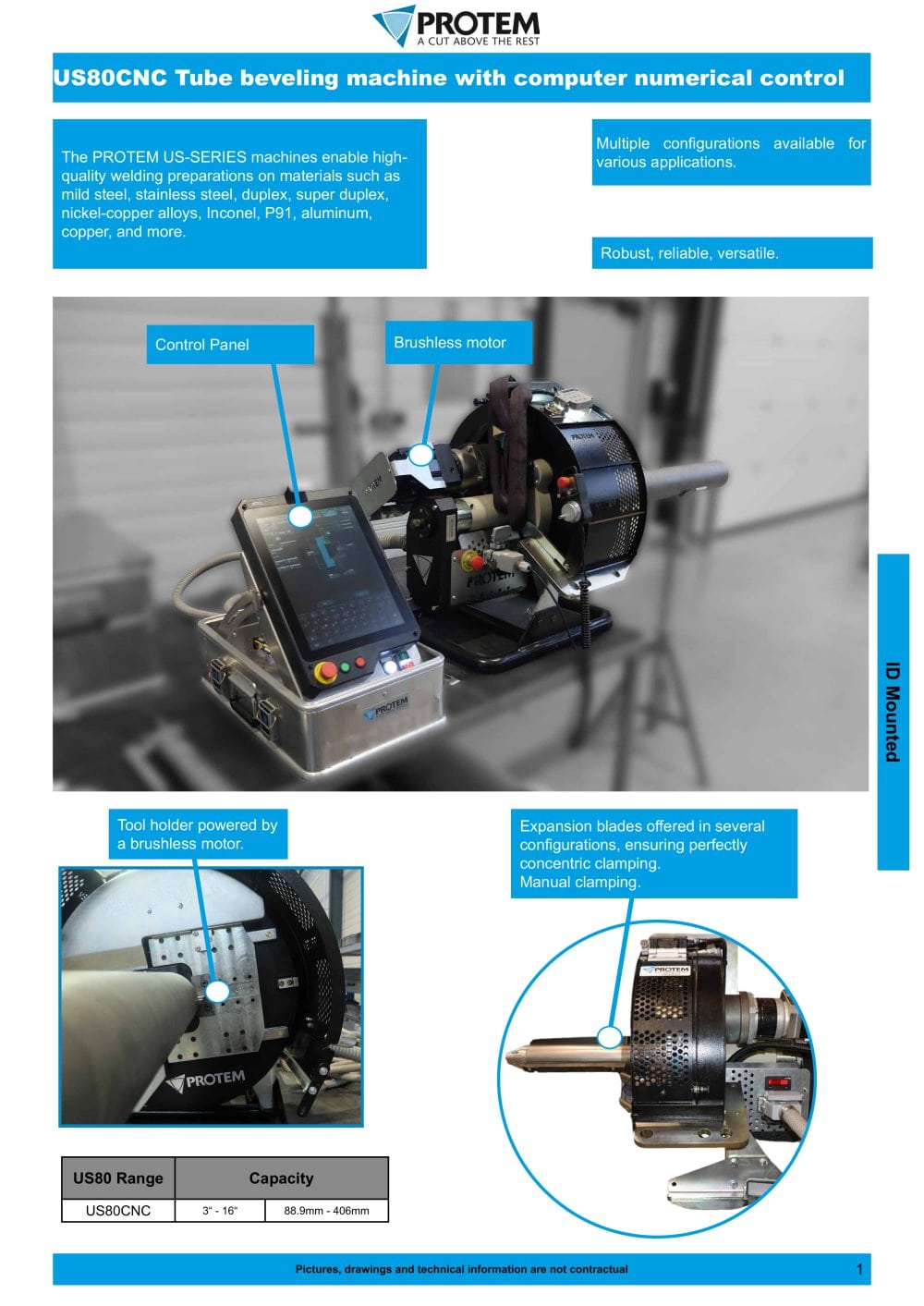 Tube beveling machine with computer numerical control - PROTEM