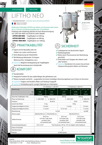 LIFTHO NEO 600-800-1000 kg Elektrische Seildurchlaufwinde Personentranspor