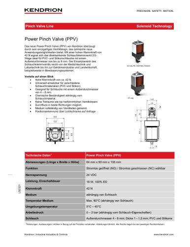 Datenblatt | Das Schlauchklemmventil 'Power Pinch Valve'