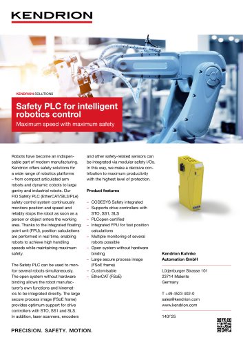 Safety PLC for intelligent robotics control 