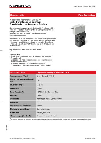 Vorgesteuertes Magnetventil Baureihe 63.1V