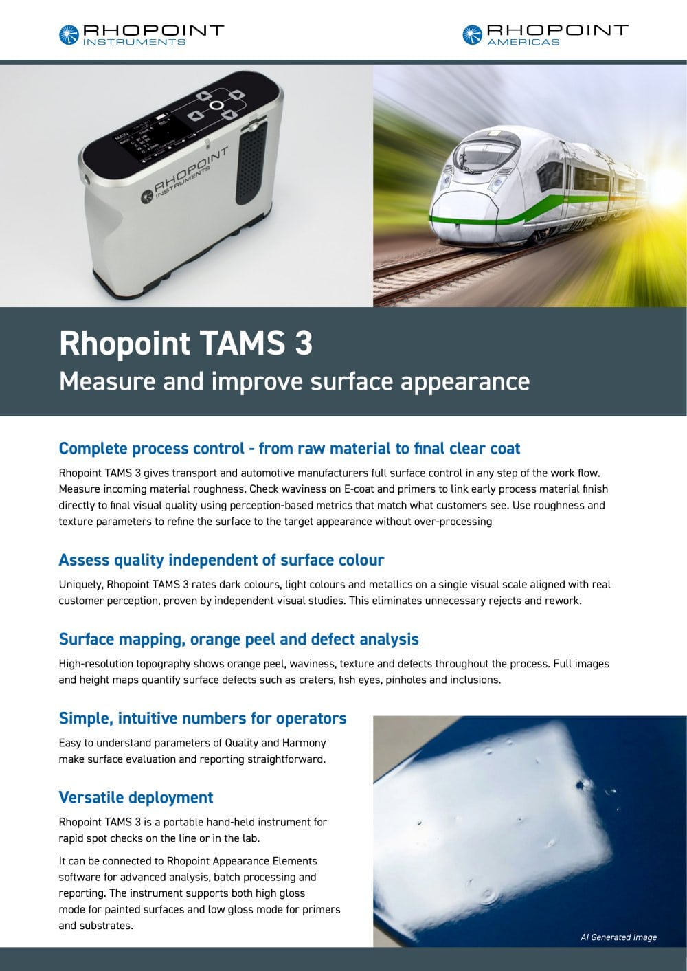 TAMS 3 Datasheet (Total Appearance Measurement System) - Rhopoint Instruments