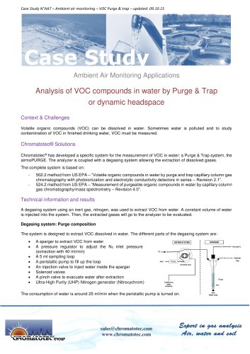 Case Study VOCs analysis in water by Purge&Trap