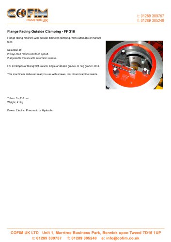 FF 310 Flange Facing Outside Clamping