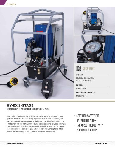 HY-EX 3-Stage Electric Hydraulic Pump Cut Sheet