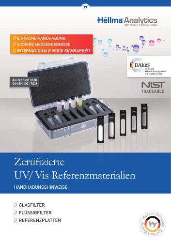 Zertifizierte UV/VIS Referenzmaterialien | Handhabungshinweise Hellma Analytics