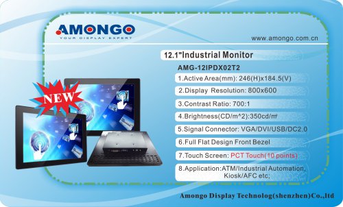 Amongo 12.1inch industrial lcd monitor (pct touch 10 points)AMG-12IPDX02T2