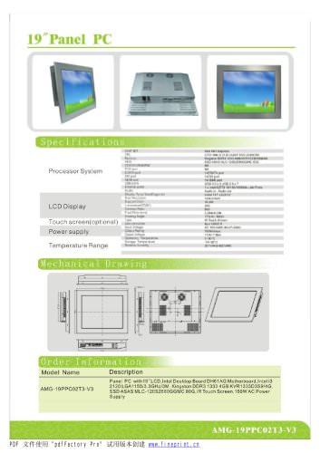 Amongo 19'' Fanless touch screen industrial panel pc