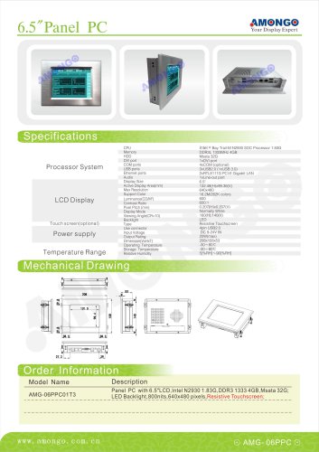 AMONGO 6.5" 640x480 Pixel Resistive touchscreen 600nits(Panel PC)AMG-06PPC01T3