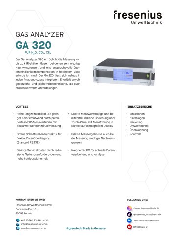 Gas Analyzer GA320 N2O CO2 CH4 Datenblatt