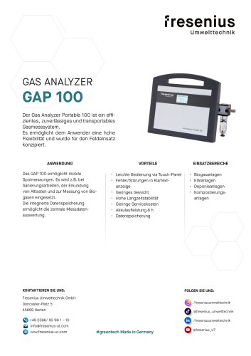 Gas Analyzer Portable GAP100 Datenblatt