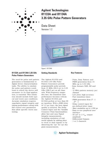 81133A Pulse Pattern Generator, 3.35 GHz, single channel