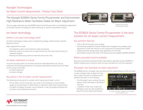 Ion Beam Current Measurement - Product Fact Sheet