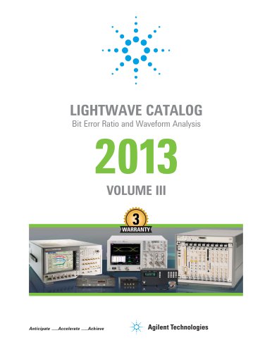 Lightwave Catalog: Bit Error Ratio and Waveform Analysis 2013 Volume 3