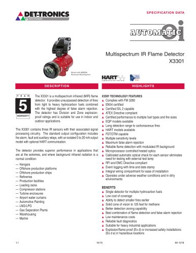 X3301 Multispectrum IR Flame Detector spec sheet