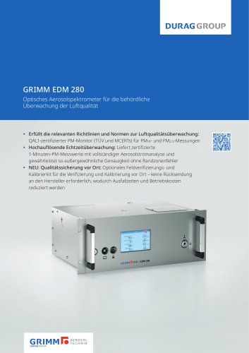 EDM 280 Optisches Aerosolspektrometer f&uuml;r die beh&ouml;rdliche &Uuml;berwachung der Luftqualit&auml;t