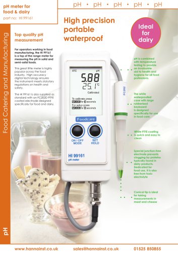 Handheld Food and Dairy pH Meter [HI-99161N]