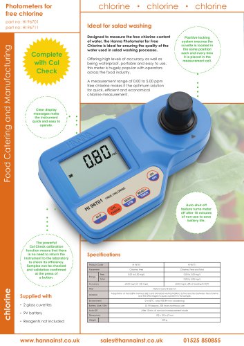 Handheld Photometer for "Free" Chlorine [HI-96701]