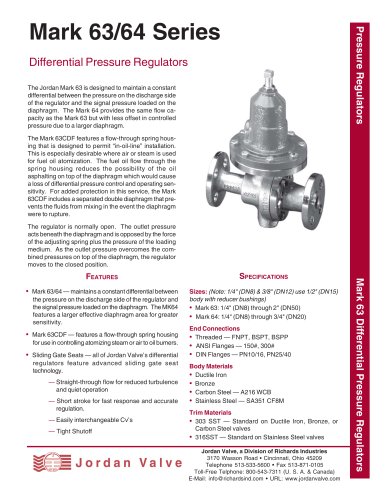 Mark 63/64 Series Differential Pressure Regulators