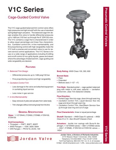 V1C Series Cage-Guided Control Valve