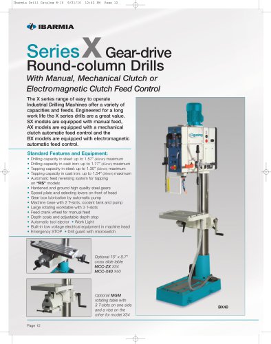 Series X Gear Drive with Manual, Mechanical Clutch or Electromagnetic Clutch Feed Control