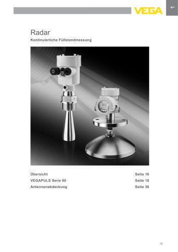 Produktkatalog: Radar VEGAPULS (Füllstand)