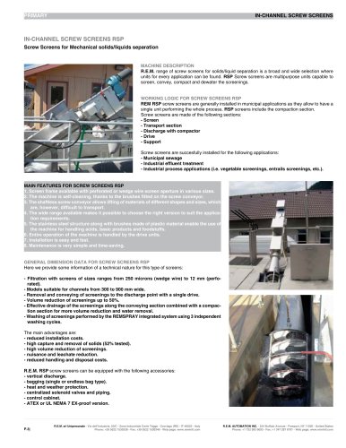 IN-CHANNEL SCREW SCREENS RSP