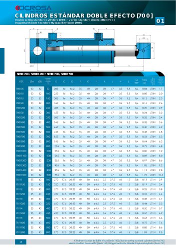 DOPPELTWIRKENDE STANDARD HYDRAULIKZYLINDER 700