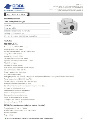 Electrical actuators "AM" rotary modular type