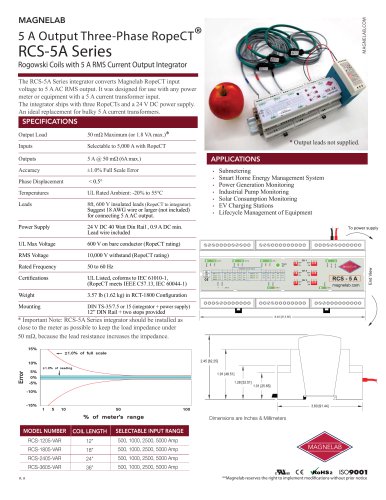 RCS-5A Series Three Phase Rogowski Coil Set