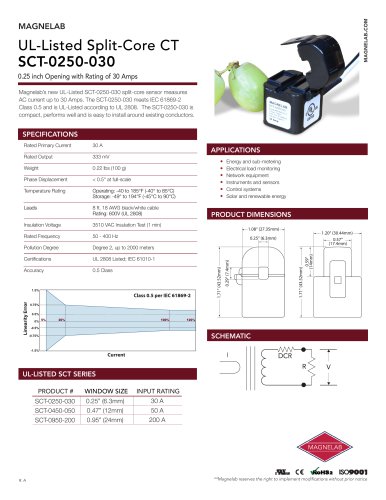 SCT-0250-030 UL-Listed Current Transformer