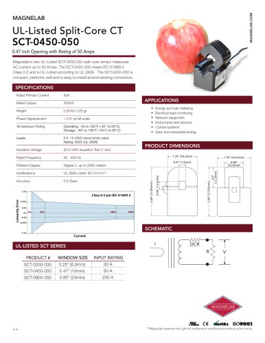 SCT-0450-050 UL-Listed Current Transformer